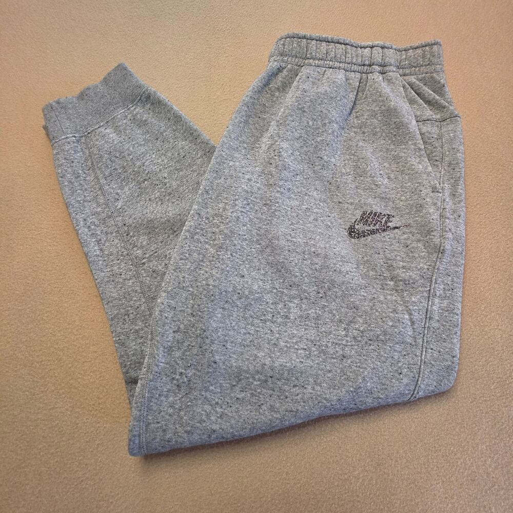 Nike Sportswear Club Fleece Jogger Sweatpants Gray Speckled Multi Logo Sz XXL